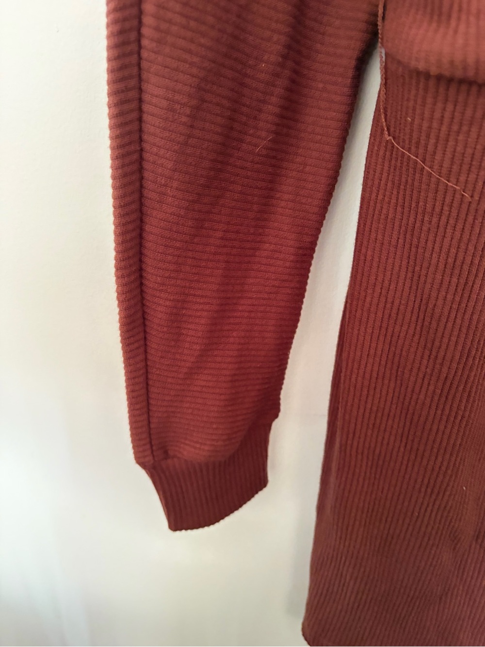 Socialite Ribbed Wrap-Front Dress in Rust - Picture 4 of 7